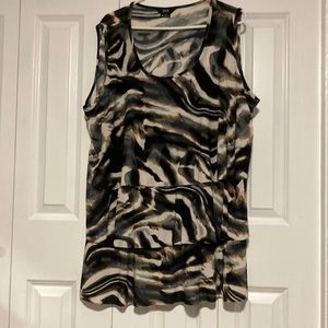 DKA black, grey, white and brown pattern blouse